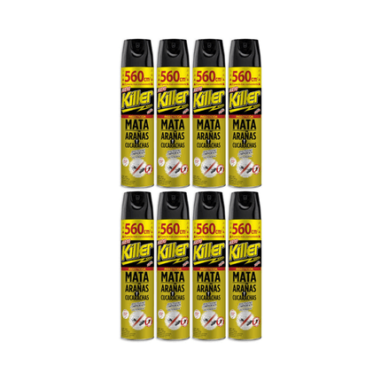 Pack 8 Insecticida en Aerosol 560cc Elimina Arañas y Cucarachas