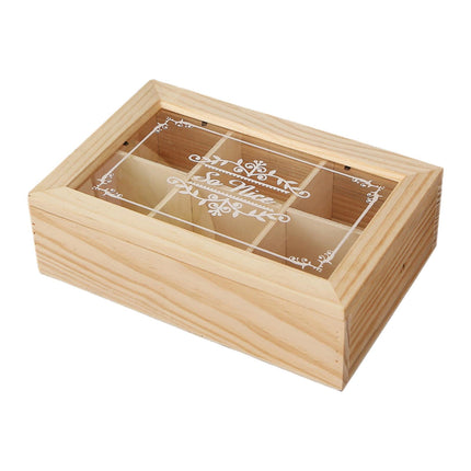 Caja De Té De Madera, Caja De Almacenamiento De Té, Cofre De Almacenamiento De Madera, 6 Rejillas, Pequeña Caja De Madera
