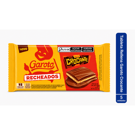 Pack 5 Garoto Tableta De Chocolate Crocante Rellena 90g