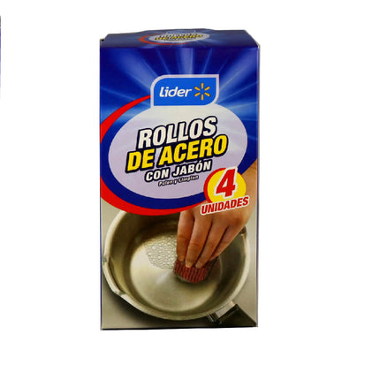 Rollos de Acero con Jabón Caja, 4 Un