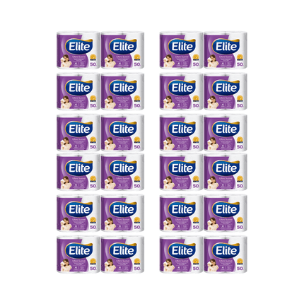 Pack 96 Rollos Papel Higiénico Elite 50 mts Doble Hoja Ultra Suave