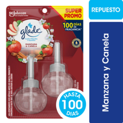 Desodorante Ambiental Eléctrico Repuesto Aceite Natural Manzana Canela  Blister, 2 Un x 21 ml c/u