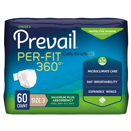 Pañales para Incontinencia Prevail Per-Fit 360 Máxima Absorción Talla 3, Paquete de 60