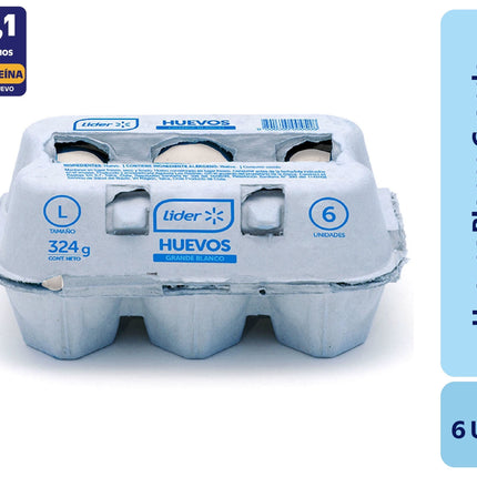 Huevos Tradicionales Grande Blanco, 6 Un - | Apishop
