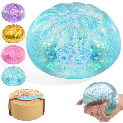 Squishy Tookyhiil Dumpling Bao Bun con brillo y azúcar azul