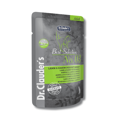 Alimento húmedo para gatos BS Cordero, conejo y amaranto - Dr. Clauder's x 5 Pouch