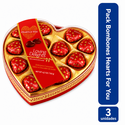 Pack 3 Bombones Hearts For You 120g