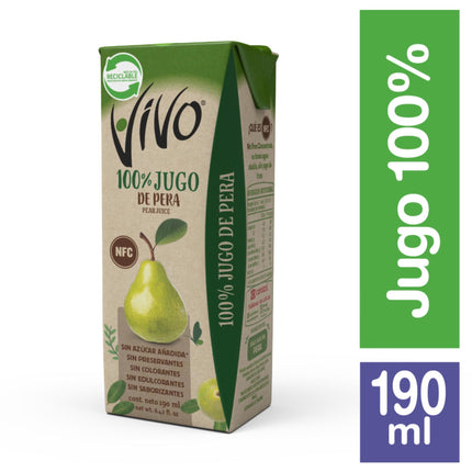 Jugo 100% Fruta Pera Caja, 190 ml