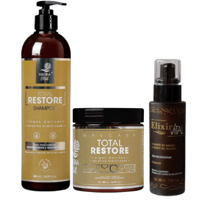 Shampoo, Mascara Restauradora y Serum Elixir MARINA VITAL