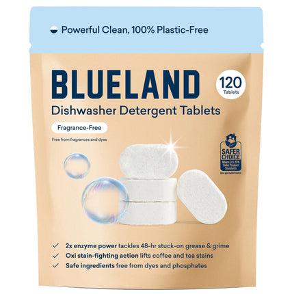 Detergente para lavavajillas en pastillas BLUELAND sin perfume 120 tabletas