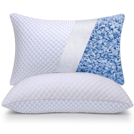 Almohadas OSBED de espuma viscoelástica triturada, ajustable, con refrigeración, tamaño King