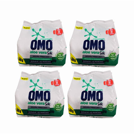 Pack 4 Unidades detergentes en polvo omo aloe vera 400 grs