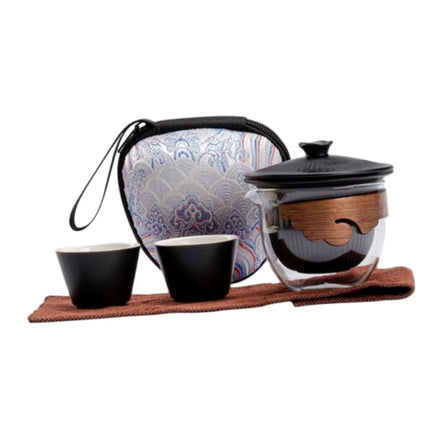 Juego De Té De Viaje Con Estuche De Transporte Tetera Kung Fu Para Fiestas Viajes Familiares Negro