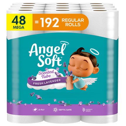 Papel higiénico Angel Soft Fresh con aroma a lavanda, 48 mega rollos