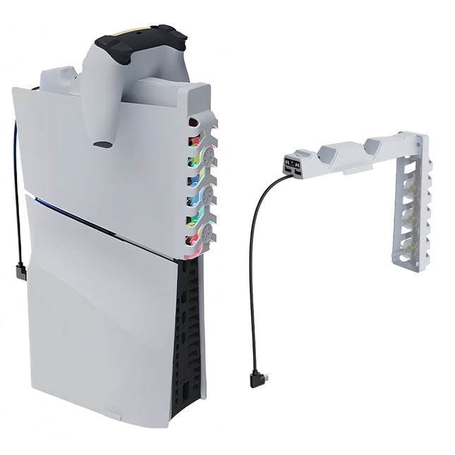 Ventilador de refrigeración para consola PS5 Slim con disco y digital con estación de carga para controladores RGB
