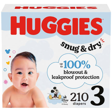 Pañales Huggies Snug & Dry Talla 3, Paquete de 210 unidades