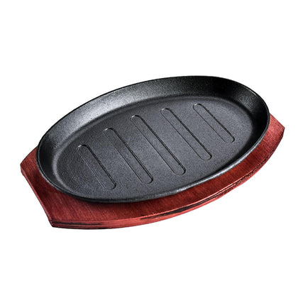 Plato Para Freír Carne, Sartén Antiadherente Con Forma Ovalada Teppanyaki Para Cocina, 8 Pulgadas
