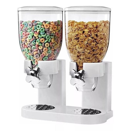 Dispensador Doble De Mesa Cereal Granos Frutos Secos Blanco
