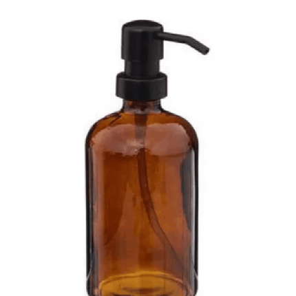 Dispensador De Jabón Vidrio Ámbar 450ml Jabonera Deco Marrón