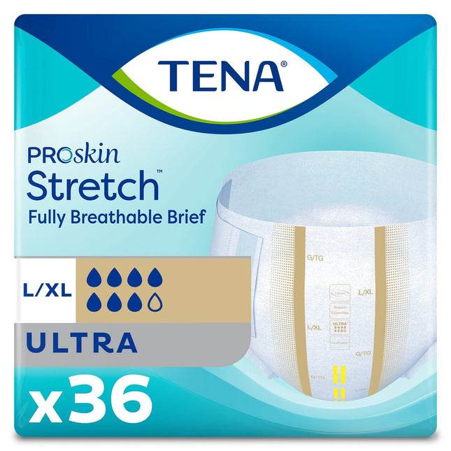 Pañales para incontinencia TENA Stretch Ultra de alta absorción L/XL, 72 unidades