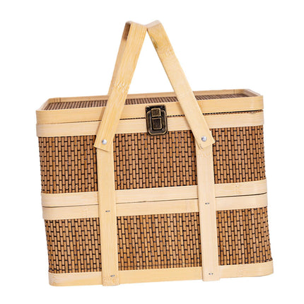 Cesta De Picnic De Doble Capa, Cesta Grande De Almacenamiento De Alimentos Para Frutas, Aperitivos, Pan L