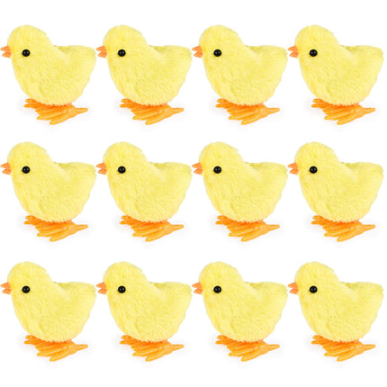 Juguete de peluche Wind-Up Jumping con forma de pollo, 3 nutrias, 12 unidades