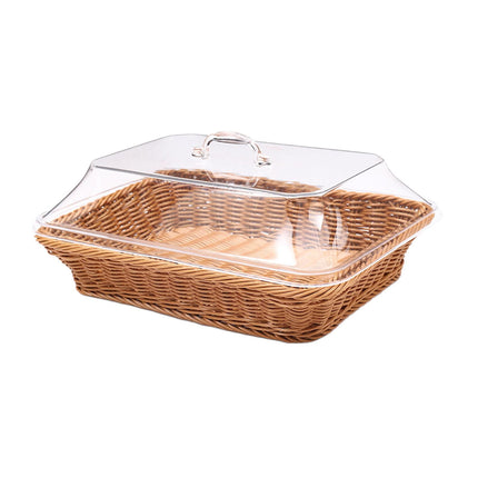 Cesta De Pan Tejida Con Tapa, Bandeja Rústica Para Servir Para Cocina, Mesa De Restaurante Grande