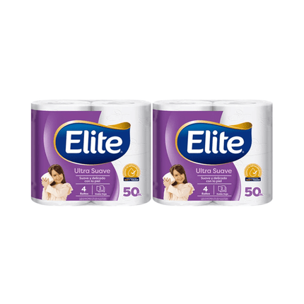Pack 8 Rollos Papel Higiénico Elite 50 mts Doble Hoja Ultra Suave