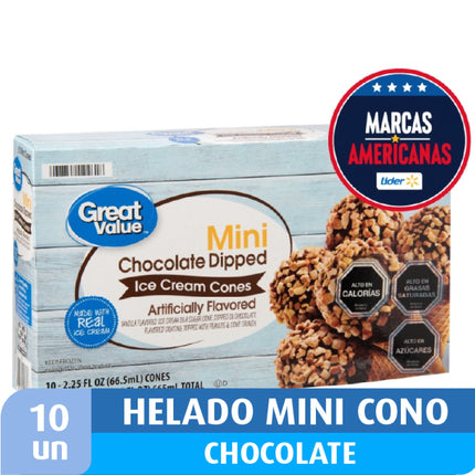Helado Mini Conos Chocolate Bañados Caja, 10 Un | Apishop