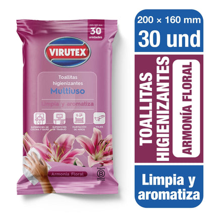 Toallas Húmedas Higienizantes Floral, 30 Un