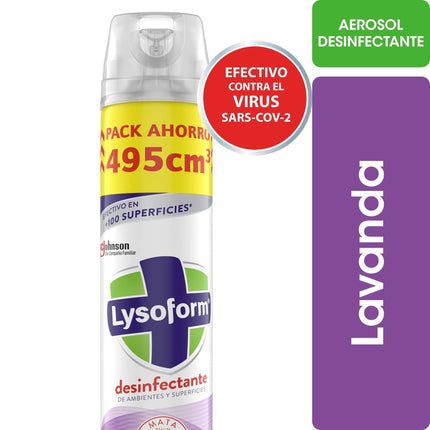 Desinfectante de ambientes y superficies Aerosol    Lavanda Lata, 495 ml