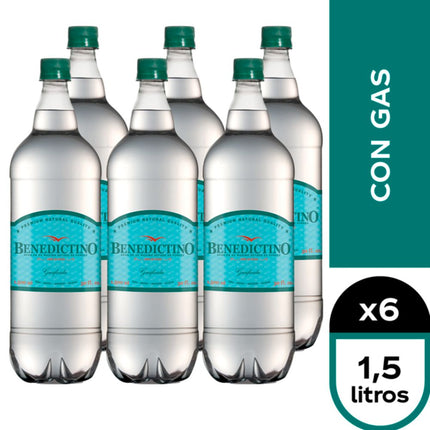 Caja 6 un. Agua Benedictino Gasificada 1.5 L