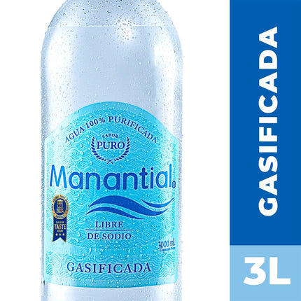 Agua Manantial con Gas 3 L