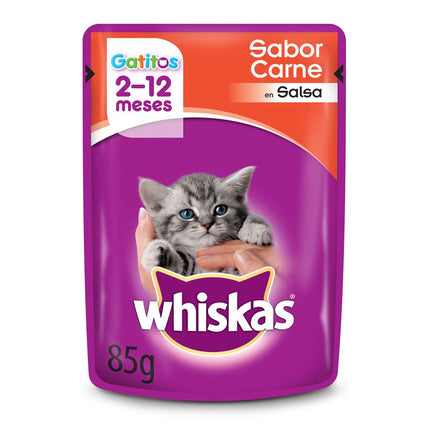 Alimento Húmedo Gatito Whiskas Salsa Carne 85 g