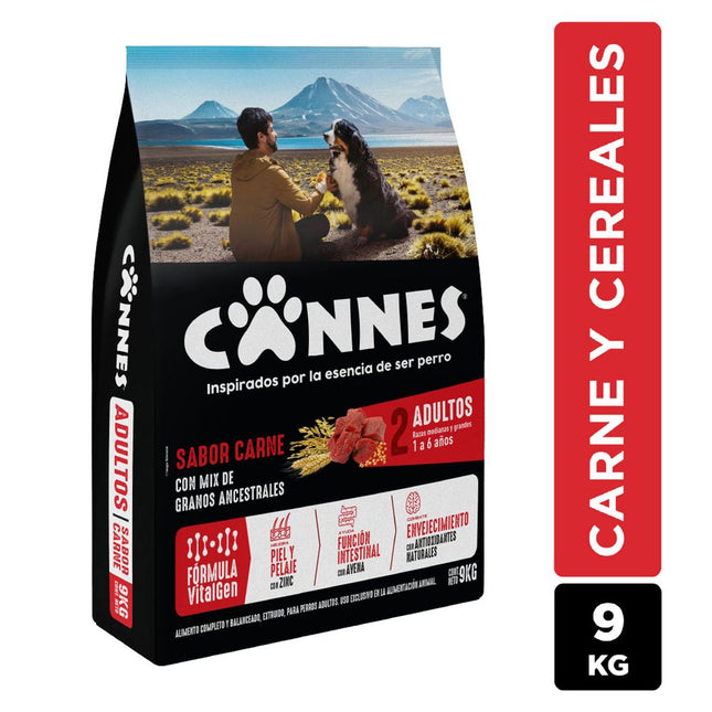 Alimento Perro Adulto Cannes Carne y Cereales 9 kg