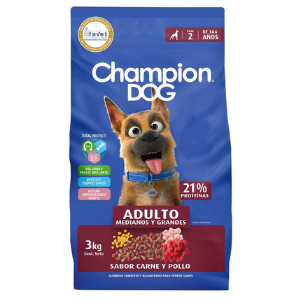 Alimento Perro Adulto Champion Dog Carne y Cereales 3 kg
