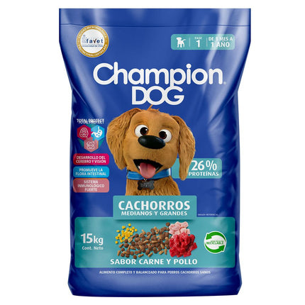 Alimento Perro Cachorro Champion Dog Carne, Pollo y Leche 15 kg