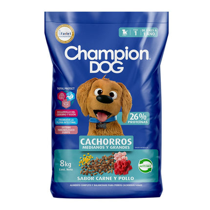 Alimento Perro Cachorro Champion Dog Carne, Pollo y Leche 8 kg
