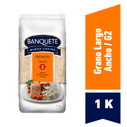 Arroz Grado 2 Banquete Premium Grano Largo y Ancho 1 kg