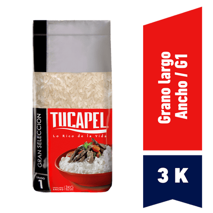 Arroz Grado 1 Tucapel Grano Largo y Ancho 3 kg