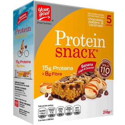 Barra Proteína Your Goal Snack Banana Chips & Caramel 5 un.