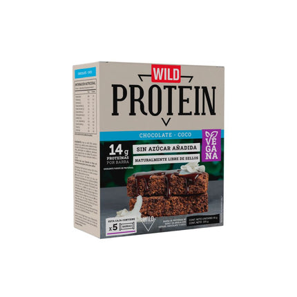 Barra Proteína Vegana Wild Protein Chocolate Coco 5 un. 45 g, 225 g neto
