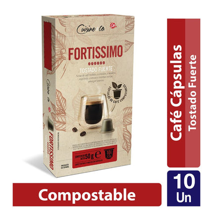 Café en Cápsulas Cuisine & Co Fortissimo Compostables 10 Tazas