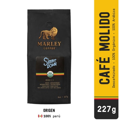Café Orgánico Marley Coffee Molido Descafeinado Simmer Down 227 g