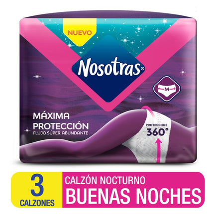 Calzón Nocturno Nosotras Buenas Noches Talla m 3 un.