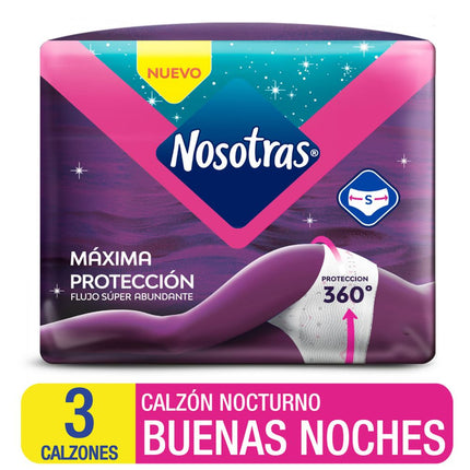 Calzón Nocturno Nosotras Buenas Noches Talla S 3 un.