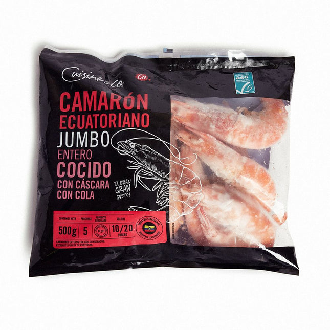 Camarón Entero Cáscara Cocido 10/20 500 g