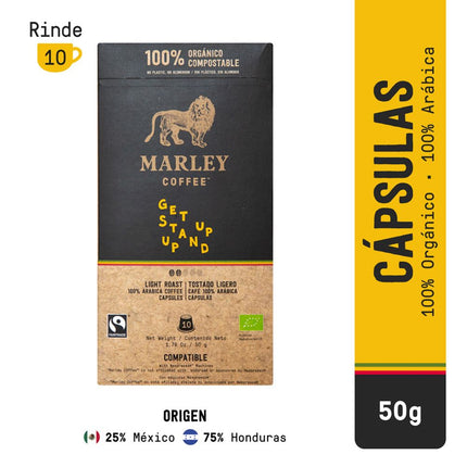 Café en Cápsulas Marley Coffee Orgánico Get Up Stand Up 10 Tazas