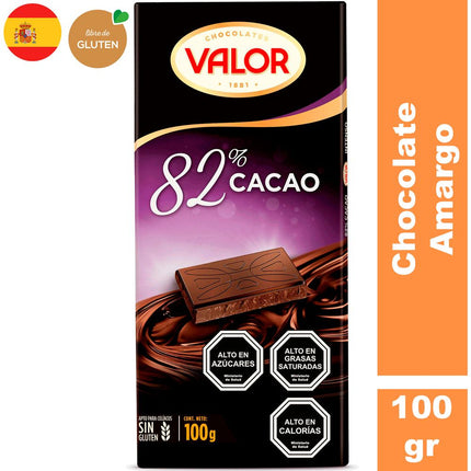 Chocolate Amargo Valor 82% Cacao 100 g