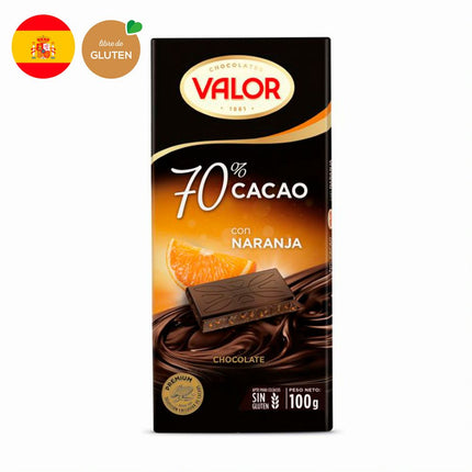 Chocolate Amargo Valor con Naranja 70% Cacao 100 g
